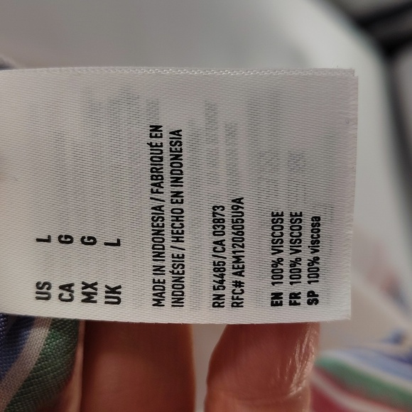 AEO American Eagle button down shirt large multicolor stripe long sleeve women's - Picture 6 of 6